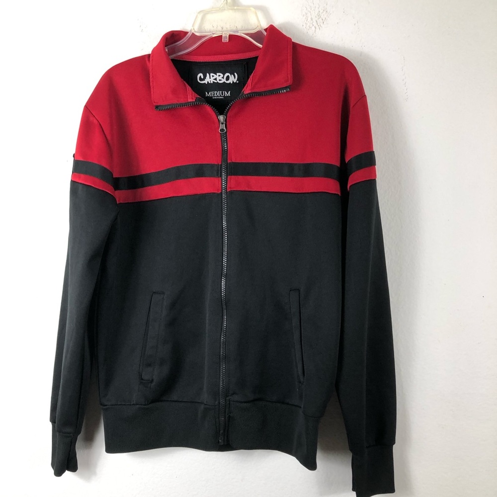 Carbon Boy Track Jacket Size M Zip Up Long Sleeves Front Pocket